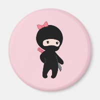 Tiny Ninja Girl on Pink
