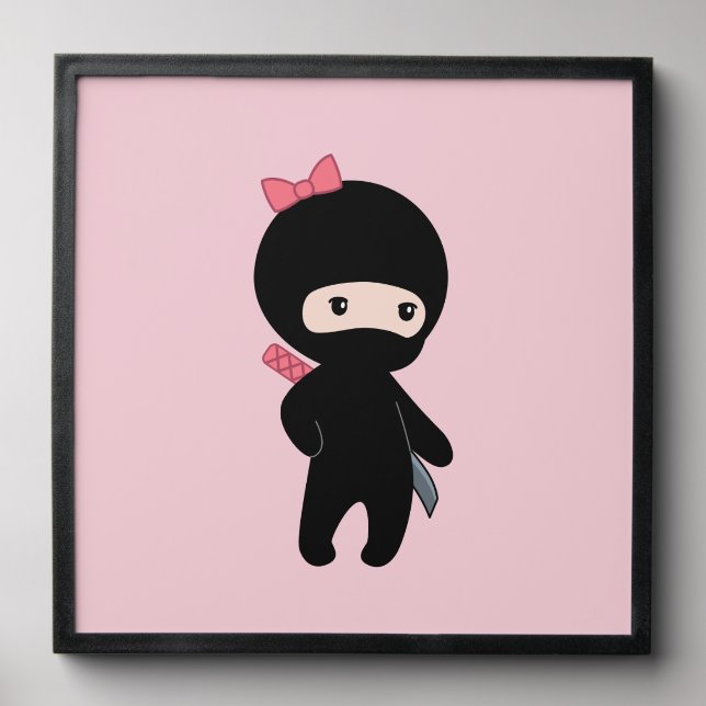 Tiny Ninja Girl on Pink Peel And Stick Photo Tile (Front Set)