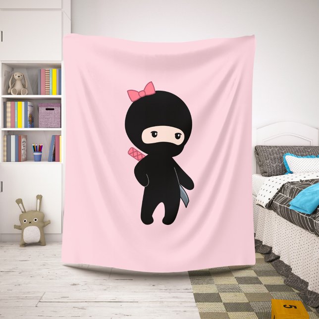 Tiny Ninja Girl on Pink Sherpa Blanket (Creator Uploaded)