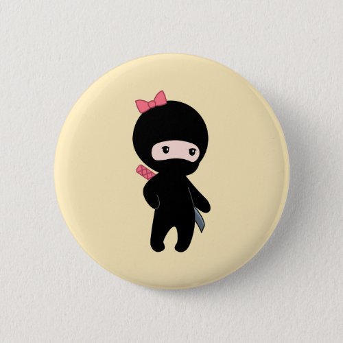 Tiny Ninja Girl on Yellow Button