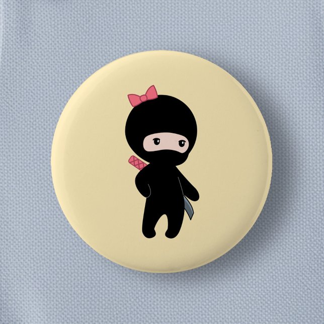 Tiny Ninja Girl on Yellow Button (Creator Uploaded)