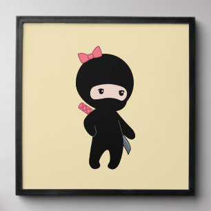 Tiny Ninja Girl on Yellow Peel And Stick Photo Tile