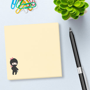 Tiny Ninja Girl on Yellow Post-it Notes