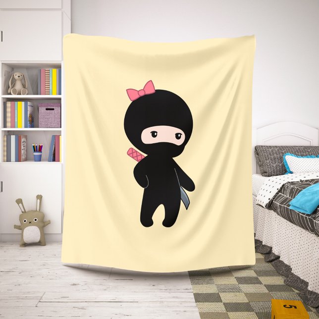 Tiny Ninja Girl on Yellow Sherpa Blanket (Creator Uploaded)