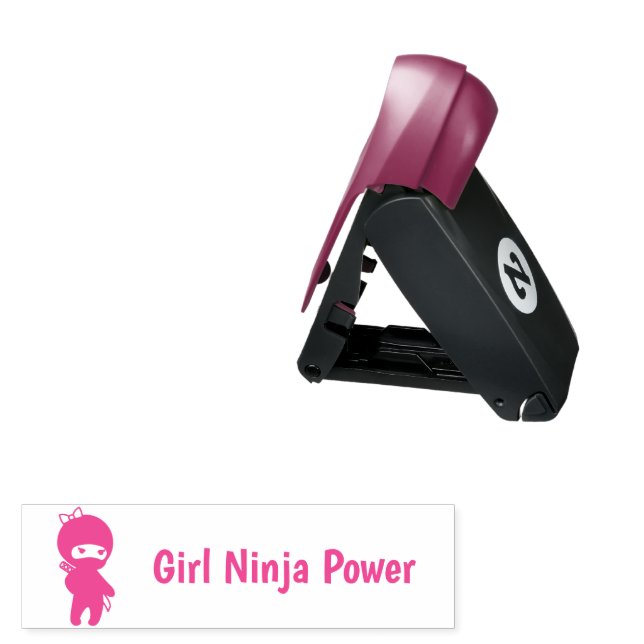 Tiny Ninja Girl Power Funny Quote Pocket Stamp (Open with Design)