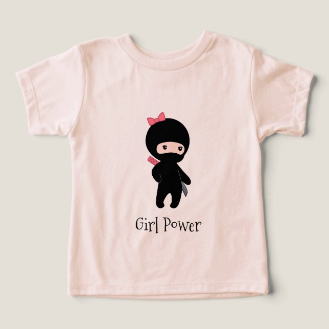 Tiny Ninja Girl Quote Girl Power Toddler T-shirt (Design Front)