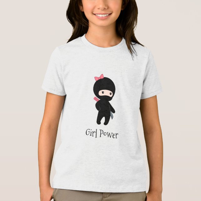 Tiny Ninja Girl Quote - Girl Power Tri-Blend Shirt (Front)