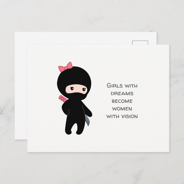 Tiny Ninja Girl Quote Postcard (Front/Back)
