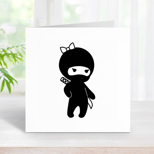 Tiny Ninja Girl Rubber Stamp