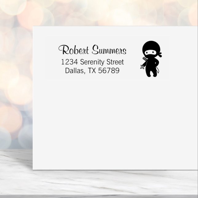 Tiny Ninja Holding Throwing Star Address Self-inking Stamp (Creator Uploaded)