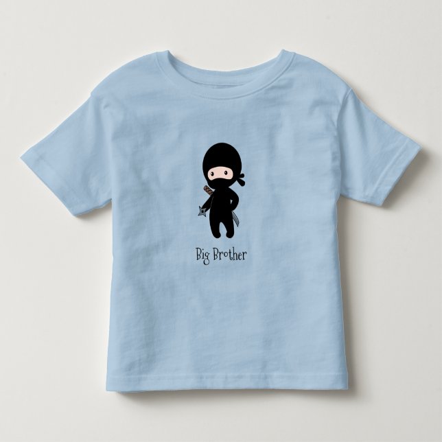 Tiny Ninja Holding Throwing Star - Big Brother Toddler T-shirt (Front)