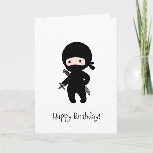 Tiny Ninja Holding Throwing Star Birthday Card