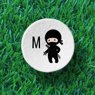 Tiny Ninja Holding Throwing Star Monogram Initial Golf Tees