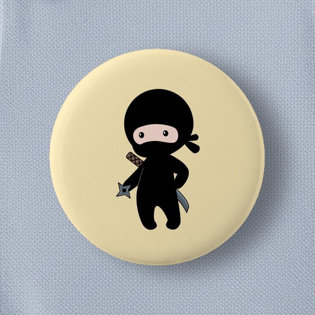 Tiny Ninja Holding Throwing Star on Yellow Button (Creator Uploaded)
