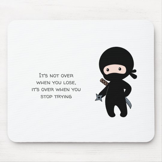 Tiny Ninja Holding Throwing Star Quote Mouse Pad | Zazzle.com