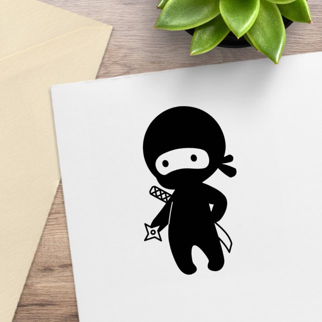 Tiny Ninja Holding Throwing Star Rubber Stamp (Creator Uploaded)
