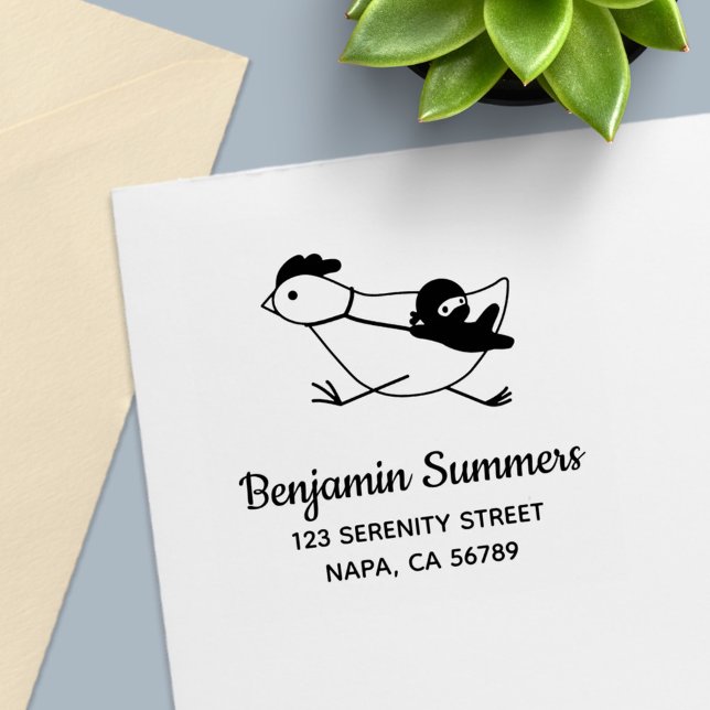 Tiny Ninja Large Chicken Address Self-inking Stamp (Creator Uploaded)
