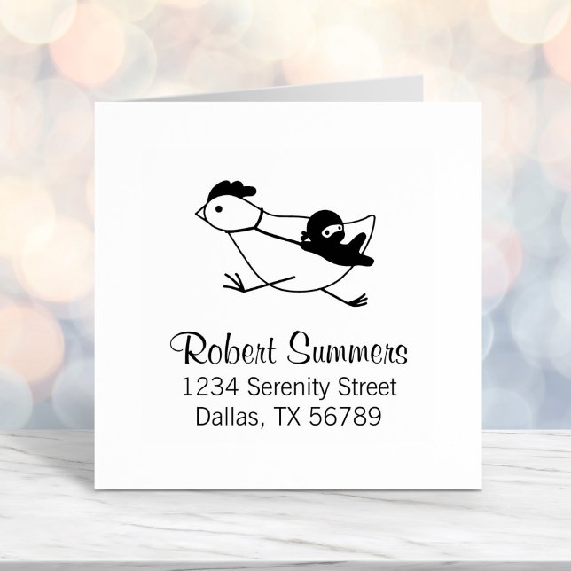 Tiny Ninja Large Chicken Address Self-inking Stamp (Creator Uploaded)