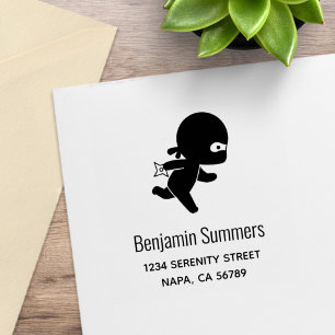Tiny Ninja Running Address Rubber Stamp