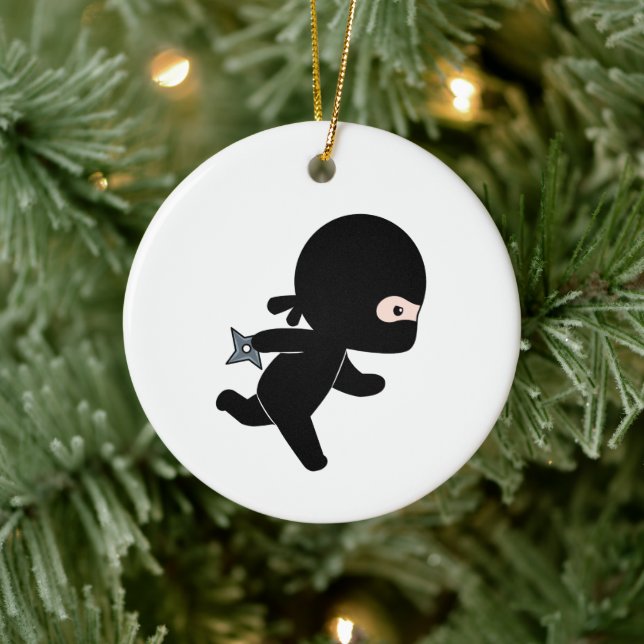 Tiny Ninja Running Ceramic Ornament (Tree)