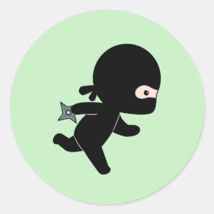 Tiny Ninja Running on Green Classic Round Sticker