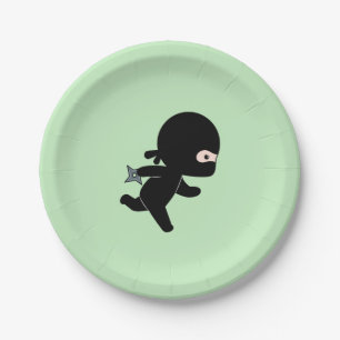 Tiny Ninja Running on Green Paper Plates