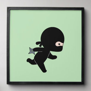 Tiny Ninja Running On Green Peel And Stick Photo Tile