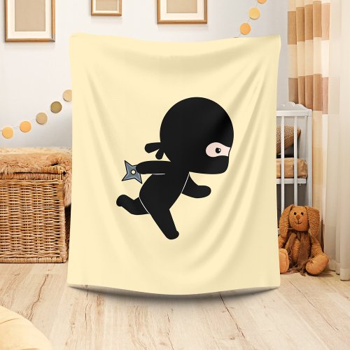 Tiny Ninja Running On Yellow Fleece Blanket