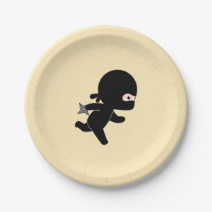 Tiny Ninja Running on Yellow Paper Plates