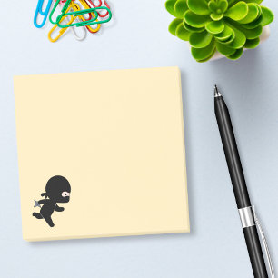 Tiny Ninja Running on Yellow Post-it Notes