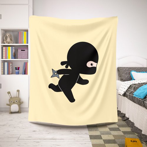 Tiny Ninja Running on Yellow Sherpa Blanket