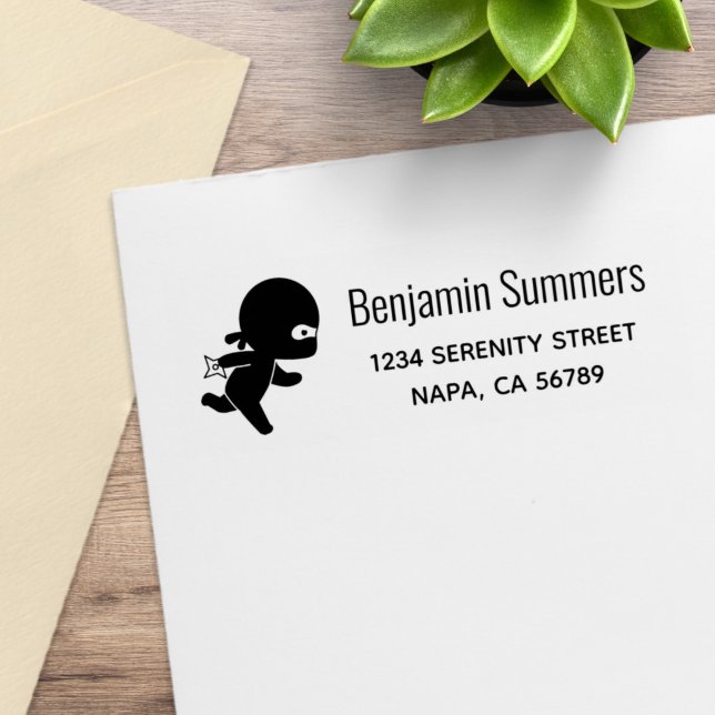 Tiny Ninja Running Return Address Rubber Stamp (Creator Uploaded)