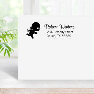 Tiny Ninja Running Rubber Stamp