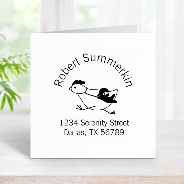 Tiny Ninja Taming Chicken Arch Address Rubber Stamp (Creator Uploaded)
