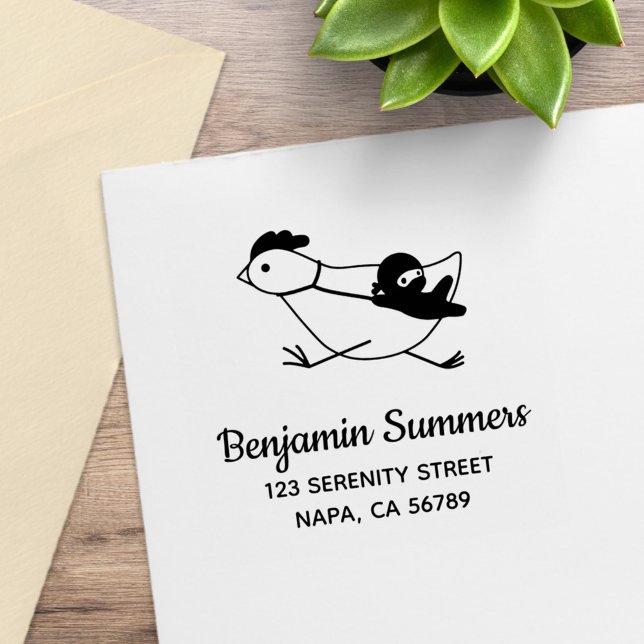 Tiny Ninja Taming Running Chicken Address 2 Rubber Stamp (Creator Uploaded)