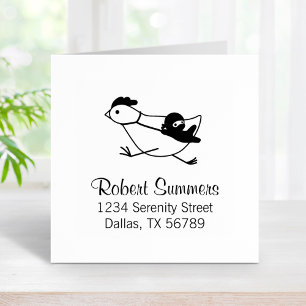 Tiny Ninja Taming Running Chicken Address 2 Rubber Stamp