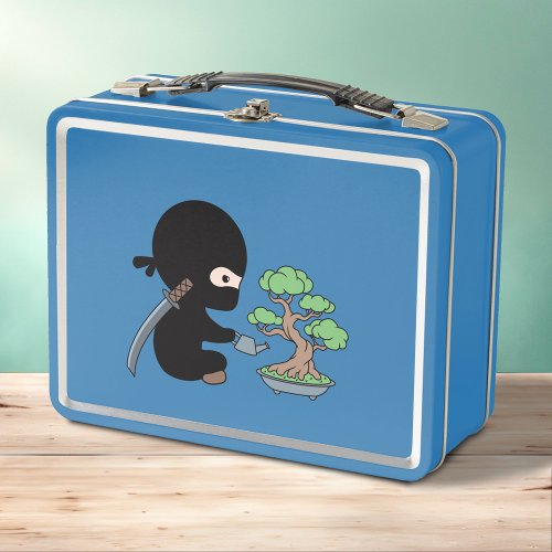 Tiny Ninja Watering Bonsai Tree Metal Lunch Box