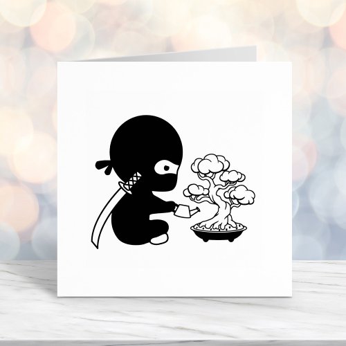 Tiny Ninja Watering Bonsai Tree Self_inking Stamp