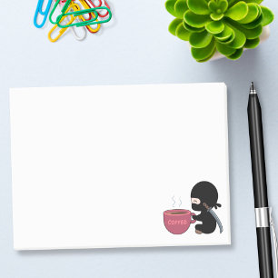 Tiny Ninja with Large Coffee Mug Post-it Notes