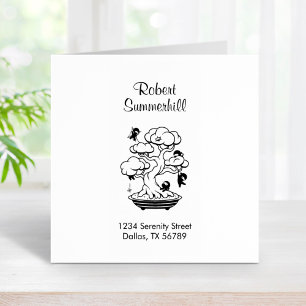 Tiny Ninjas in Bonsai Tree Address Rubber Stamp