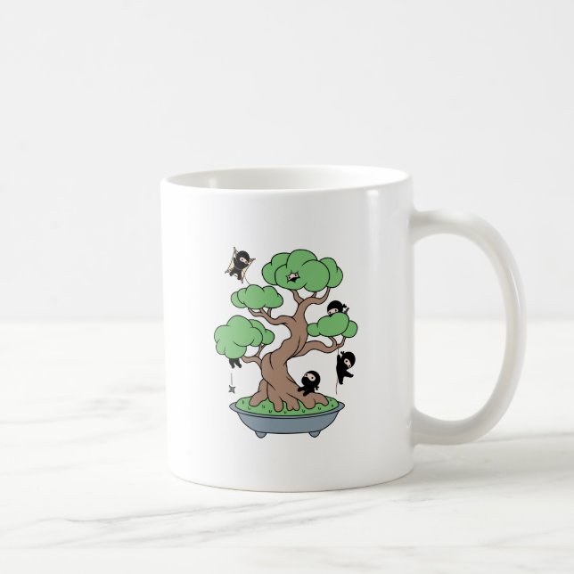Tiny Ninjas in Bonsai Tree Coffee Mug (Right)