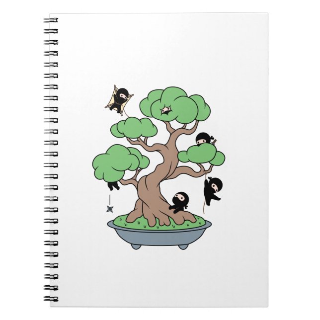 Tiny Ninjas in Bonsai Tree Notebook (Front)