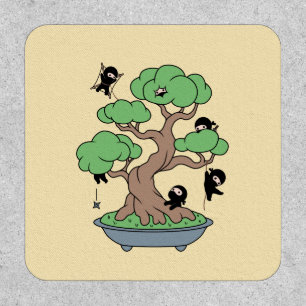 Tiny Ninjas in Bonsai Tree on Yellow Patch