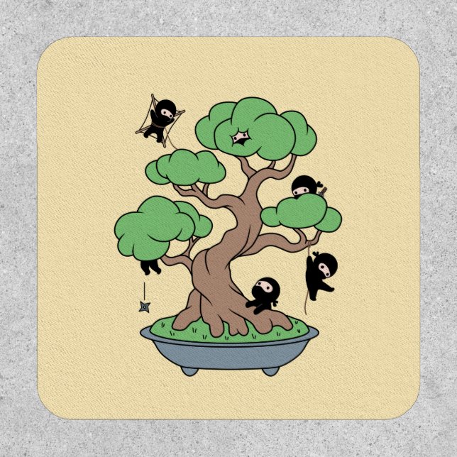 Tiny Ninjas in Bonsai Tree on Yellow Patch (Front)
