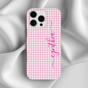 Tiny Pale Pink Gingham Signature iPhone 16 Pro Max Case