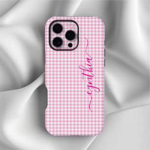 Tiny Pale Pink Gingham Signature iPhone 16 Pro Max Case