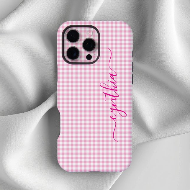 Tiny Pale Pink Gingham Signature iPhone Case (Tiny Pale Pink Gingham Signature iPhone Case)