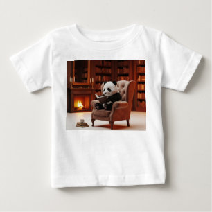 Tiny Panda Reading in Cozy Library Baby T-Shirt