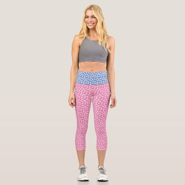 Tiny Pastel Hearts Capri Leggings (Front)
