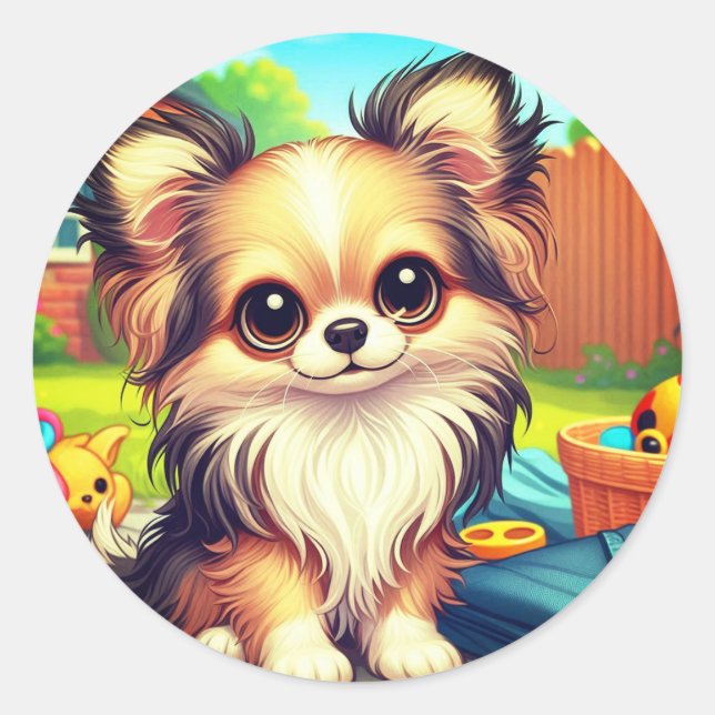 "Tiny Paws, Big Playtime!" Classic Round Sticker (Front)
